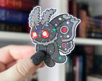 Mothman Sticker | Mothman Holographic Sticker | Cryptid Kindle Sticker | Vinyl Glitter Sticker | Sticker for Cryptid Lovers