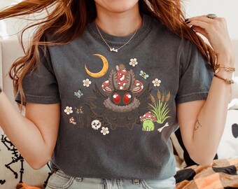 Mothman Comfort Colors Tee | Cottagecore Mothman Oversized Cozy T-Shirt | Cryptid Inspired Apparel | Mothman Gift | Cryptid Shirt