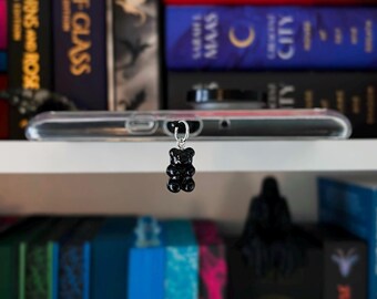 Black Gummy Bear Kindle Charm, Phone Charm, Mini Keychain | Bookish Gift | Kindle Accessories, Phone Accessories | USB Charm | Spooky Gummy