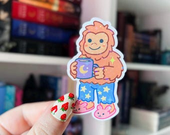 Pegatina de Pie Grande / Bonita pegatina holográfica de Pie Grande para dormir / Pegatina de Críptidos para Kindle / Pegatina de vinilo con brillantina / Pegatina de Críptidos