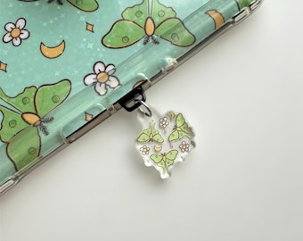Luna Moth Kindle Charm, Phone Charm, Mini Keychain | USB Charm