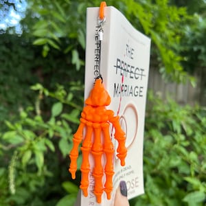 Skeleton Bookmark | Orange Halloween Hook Bookmark | Halloween, Spooky Book Lover Gift | Spooky Gifts | Bookish Gifts | Bookish Merch