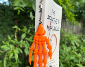 Skeleton Bookmark | Orange Halloween Hook Bookmark | Halloween, Spooky Book Lover Gift | Spooky Gifts | Bookish Gifts | Bookish Merch