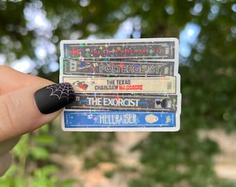 VHS Sticker | Halloween Scary Movies Holographic Sticker Stack | Waterproof Laptop, Kindle Sticker | Vinyl Glitter Nostalgic Sticker