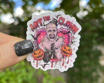 Halloween Sticker | Halloween Scary Movie, Clown Holographic Sticker | Waterproof Laptop, Kindle Sticker | Vinyl Glitter Sticker