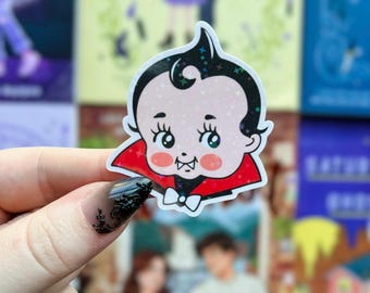 Holographic Vampire Baby Halloween Sticker | Glitter Vinyl Sticker