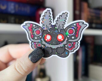 Mothman Sticker | Mothman Holographic Sticker | Cryptid Kindle Sticker | Vinyl Glitter Sticker | Sticker for Cryptid Lovers