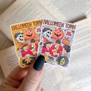 Halloween Town Sticker | Halloween Witch Holographic Sticker | Waterproof Laptop, Kindle Sticker | Vinyl Glitter Halloween Sticker