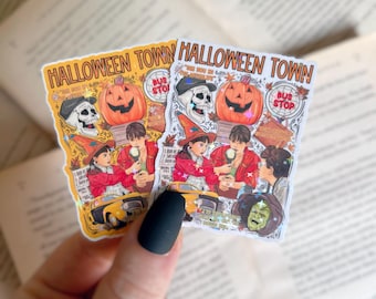 Halloween Town Sticker | Halloween Witch Holographic Sticker | Waterproof Laptop, Kindle Sticker | Vinyl Glitter Halloween Sticker