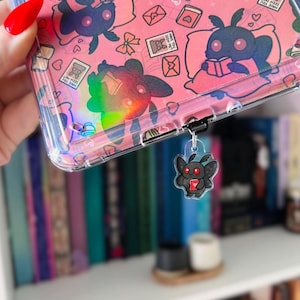 Bookish Mothman Kindle Charm, Phone Charm, Mini Keychain | Cryptid USB Charm