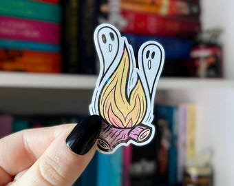 Ghost Campfire Sticker | Spooky Camping Flames Decal | Haunted Forest Adventure Vinyl | Halloween Camp Vibes Kindle Sticker