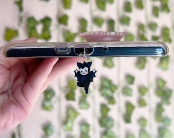 Abalorio para Kindle, Abalorio para teléfono, Mini llavero / Murciélago bebé / Regalo para amantes de los libros / Accesorios para Kindle, Accesorios para teléfono / Abalorio USB de Halloween