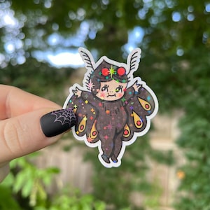 Halloween Baby Mothman Sticker | Nostalgic Holographic Vinyl Glitter Sticker