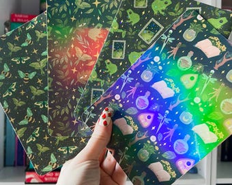 Kindle Case Insert | Holographic Case Insert for E-Readers | Holographic Cottagecore Inserts | Bookish Gifts | Goblincore Glitter Cardstock