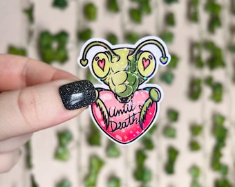 Valloween Sticker | Spooky Valentine Halloween Sticker, Until Death Love Bug Holographic Sticker | Kindle Sticker | Vinyl Glitter Sticker