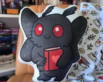 Mothman Reading Pillow | Mothman Pillow for Book Nook | Reading Room Decor | Bookish Throw Pillow | Book Lovers Home Decor | Bookish Gift