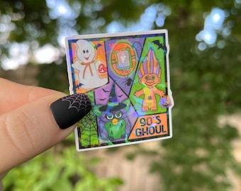 Halloween Sticker | 90s Nostalgic Halloween Holographic Sticker | Waterproof Laptop, Kindle Sticker | Vinyl Glitter Sticker
