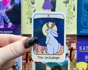 Holographic Jackalope Sticker | Glitter Vinyl Tarot Cryptid Sticker