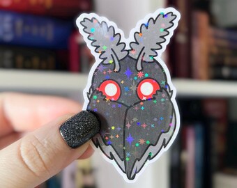 Mothman Sticker | Mothman Holographic Sticker | Cryptid Kindle Sticker | Vinyl Glitter Sticker | Sticker for Cryptid Lovers