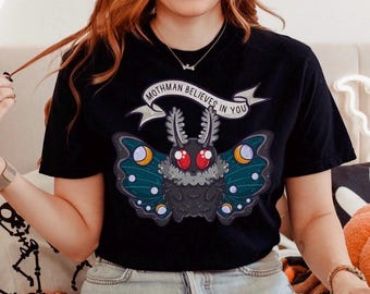 Mothman Comfort Colors Tee | Mothman Believes in You Oversized Cozy T-Shirt | Cryptid Inspired Apparel | Mothman Gift | Cryptid Shirt