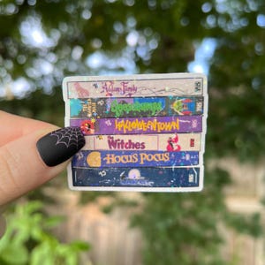 Halloween Movie VHS Stack Sticker | Glitter Vinyl Sticker