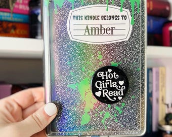 Kindle Case Insert | Holographic Case Insert for E-Readers | Custom, Personalized Spooky Kindle Insert | Bookish Gifts | Glitter Cardstock