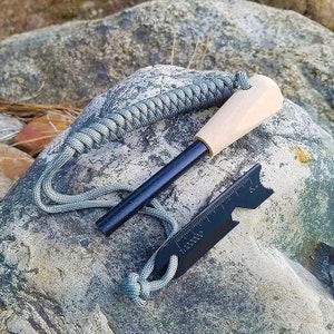 Survival Fire Starter Kit with Ferro Rod, Multi-Tool Striker & Tinder Rope Camp, Hike Emergency Essential image 1