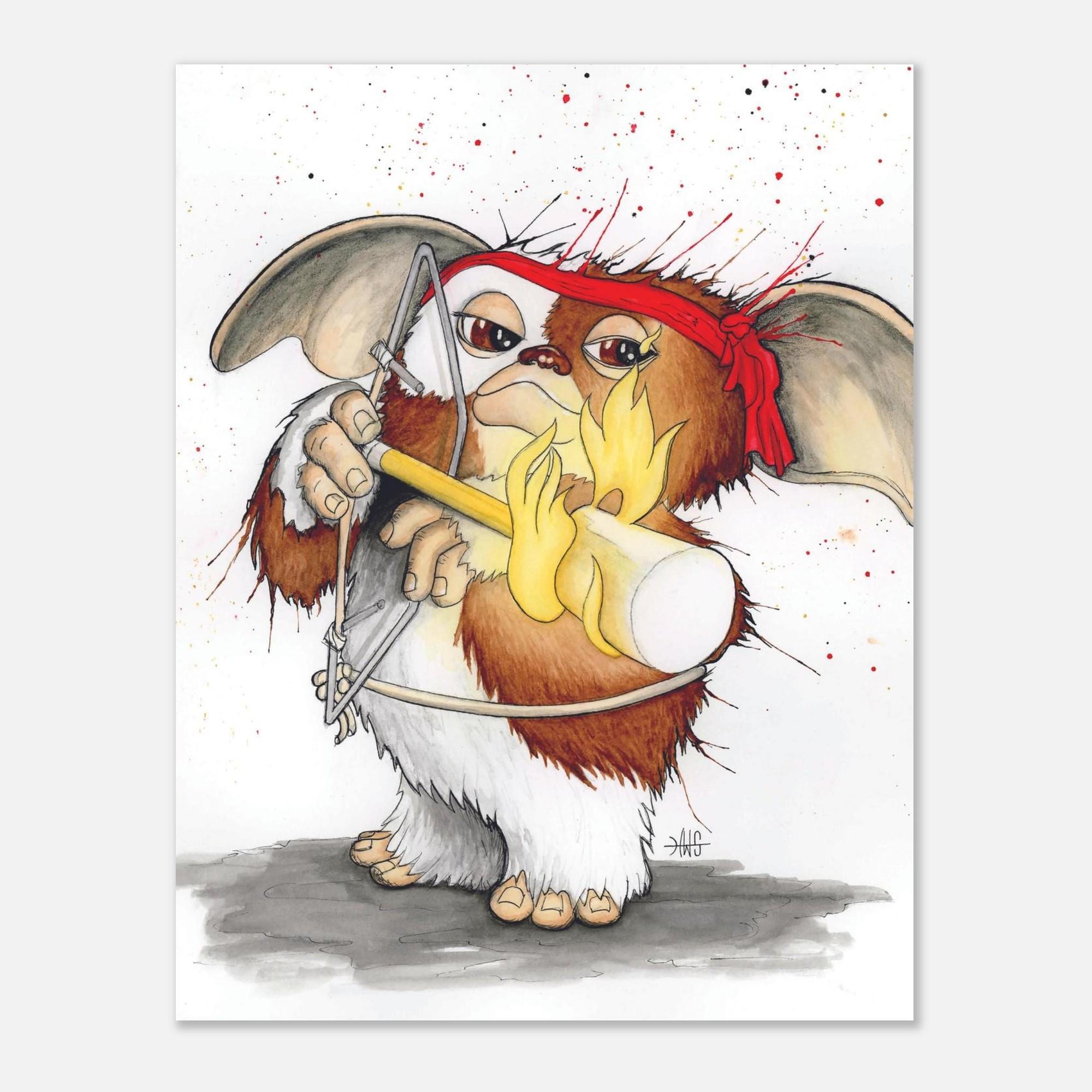 Gizmo Rambo Scene Rambo Gizmo Gremlins 2 Fan Art - Watercolor Art Print - Etsy
