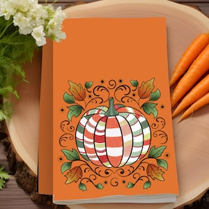 Autumn Pumpkin Patchwork Hand Towel: Thanksgiving Fall Decor, Homeware Kitchen and Bath