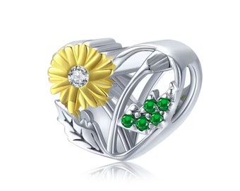 Abalorio de pulsera de moda simple, cuentas de crisantemo, amuleto de plata de ley S925 adecuado para collar de pulsera Pandora, regalo
