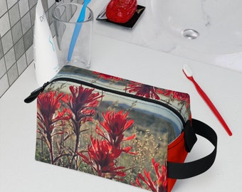 Toiletry Bag /floral bag, Indian paintbrush, desert floral, desert flower, flowers for her, red flower, makeup bag, girl gift, cosmetics bag