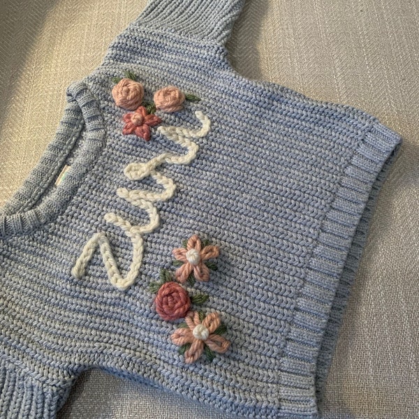 Custom Baby Hand Embroidered Knit Sweater