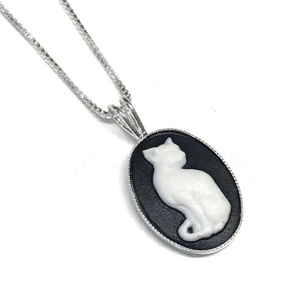 Cat Cameo Necklace Etsy