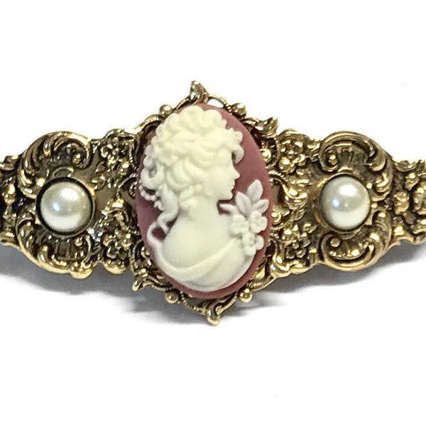 French Barrette - Victorian Lady - Cameo Barrette - French Clip  - Hair Barrette for Women - Smaller Size - Profile Cameo