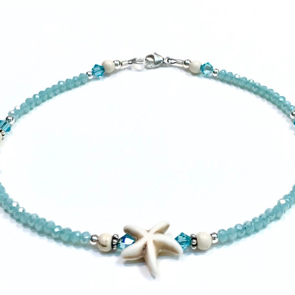 Starfish Anklet - Beach Ankle Bracelet - Coastal Anklet - Anklet for Women - 9 - 10 - 11 - 12 Inch Anklet - Small Size - Plus Size Anklet