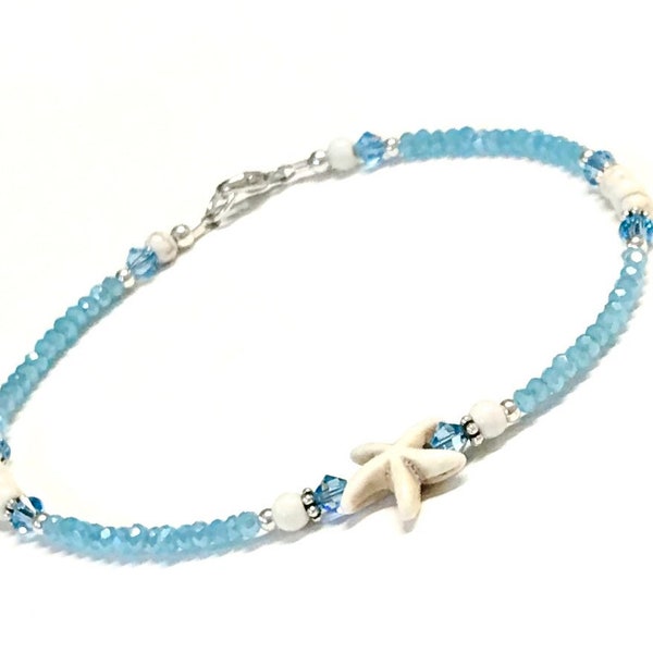 Ankle Bracelet  - Beach Anklet - Anklet for Women - Starfish Anklet - Starfish Jewelry - 9 - 10 - 11 - 12 Inch - Small to Plus Size