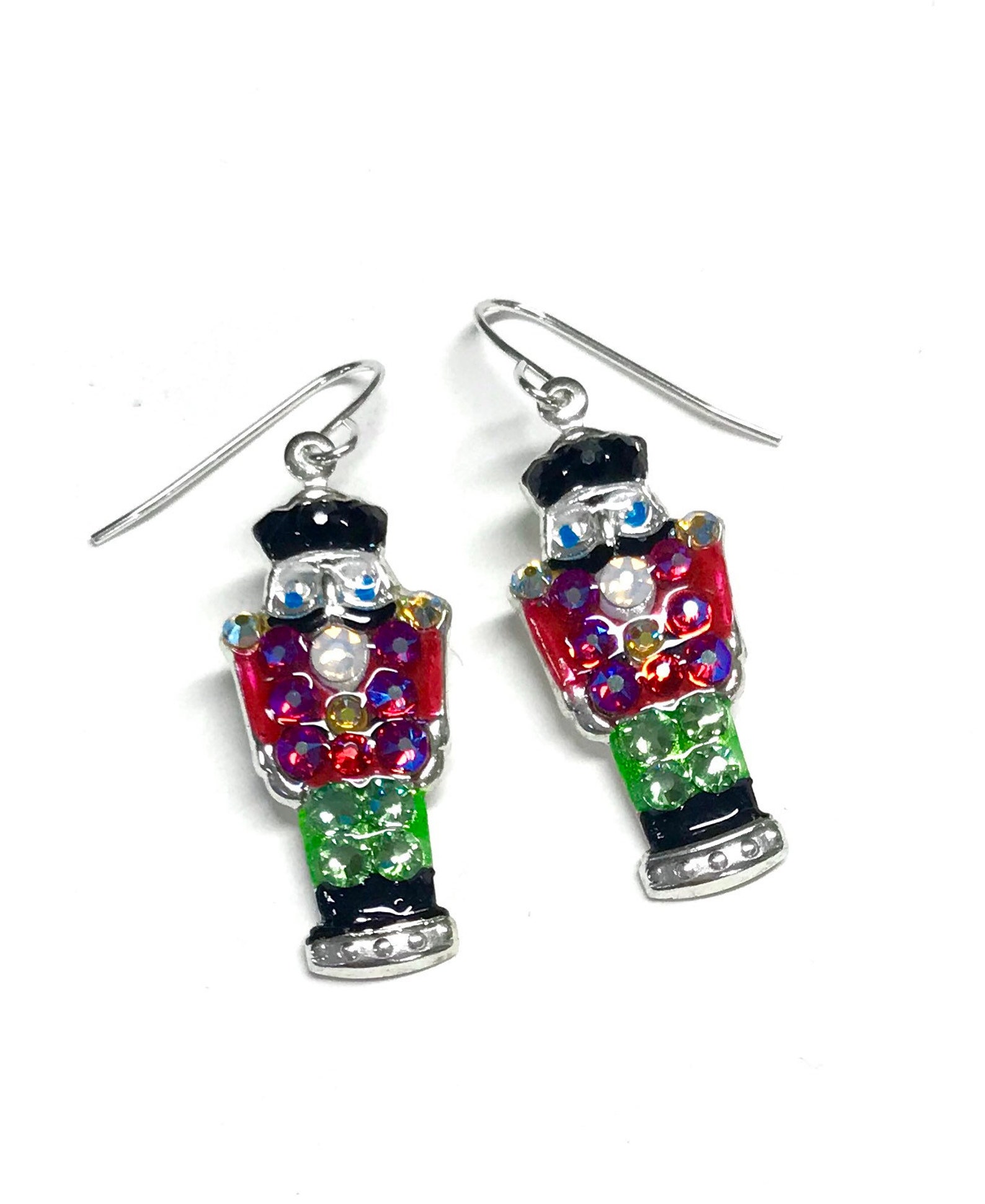 Nutcracker Earrings Christmas Earrings Crystal Accents Etsy