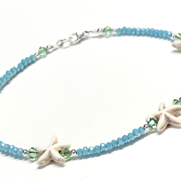 Starfish Anklet - Ankle Bracelet - Ankle Bracelet for Women  - Beach Anklet - Starfish Gift  - Coastal Jewelry - 9 - 10 - 11 - 12 Inches