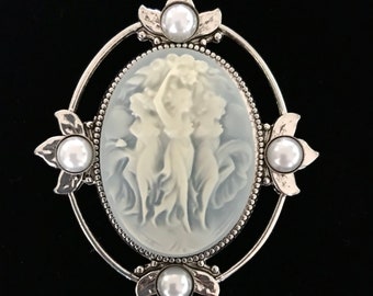 Cameo Brooch - Three Muses Cameo - Cameo Jewelry - Brooch for Women - Gift for Her - Statement Pin - Brooch for Winter Coat