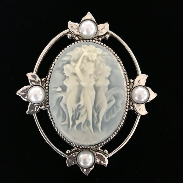 Cameo Brooch - Three Muses Cameo - Cameo Jewelry - Brooch for Women - Gift for Her - Statement Pin - Brooch for Winter Coat