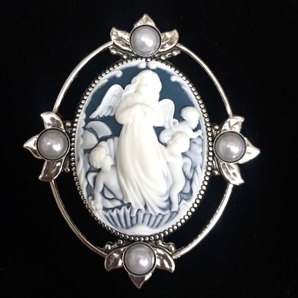 Angel Brooch - Angel Jewelry - Angel Cameo Pin - Cameo Jewelry - Brooch for Women - Pin or Pendant - Angel Gift