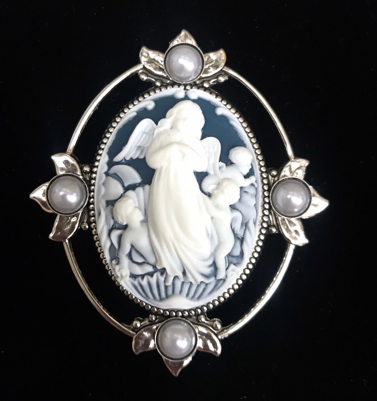 Trumpeting Messenger Angel Charm Antiqued Sterling Silver Trumpeting Messenger Angel Charm Antiqued Sterling Silver