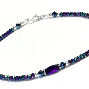 Metallic  Ankle Bracelet - Jewel Tone Anklet -  Sterling Silver - 9 to 12 Inch Available - Anklets for Women - Plus Size Anklet - Small Size