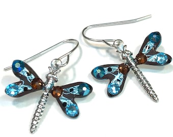 Dragonfly Earrings - Dragonfly Jewelry - Nature Earrings - Crystal Embellished - Earrings for Women - Dragonfly Gift - Colorful Earrings