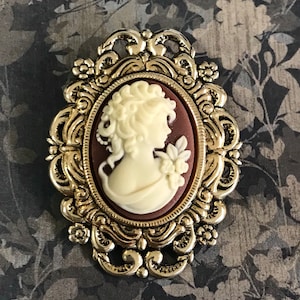 Cameo Brooch - Cameo Pin - Vintage Inspired - Pin or Pendant - Cameo Brooch for Women - Dimensional Brooch