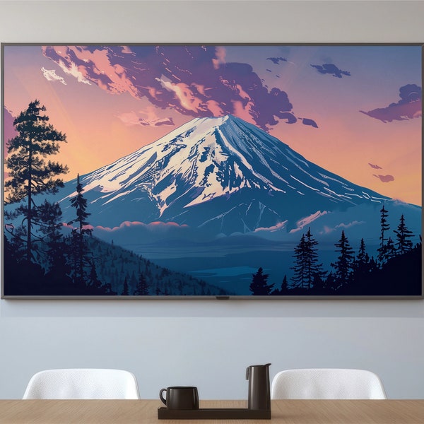 Mount Fuji Snowing Sunset | Mountain Print | Wall Art | Home Decor Idea | Housewarming gift | Unique Gift