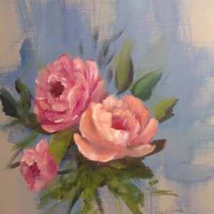 Pink roses reproduction print of original painting