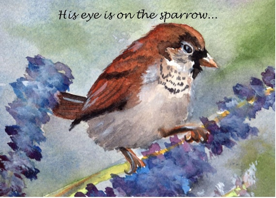 Prints Wall Décor His Eye is on the Sparrow Watercolor Art Printable ...