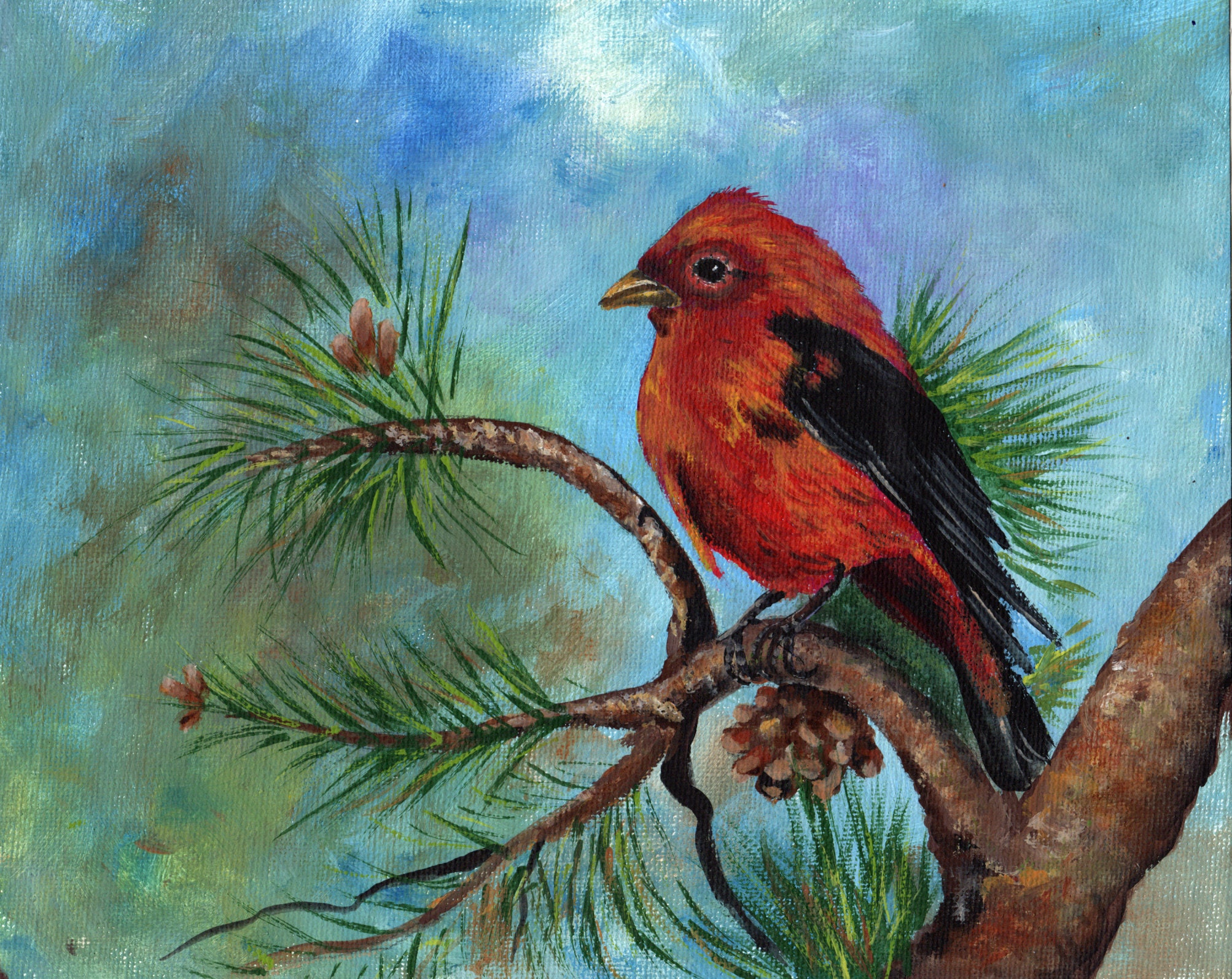 Scarlet Tanager Bird 8x10 Print - Etsy
