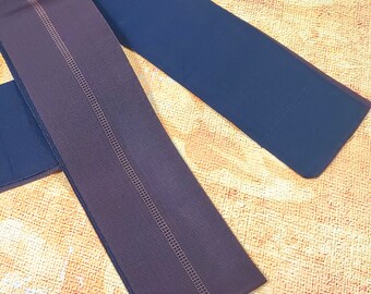 Japanese Men's Kaku Obi, Reversible Vintage Dark Brown & Blue Raw Silk Kimono Obi, Samurai Obi Belt, Yukata Kimono Sash Belt, Double Sided